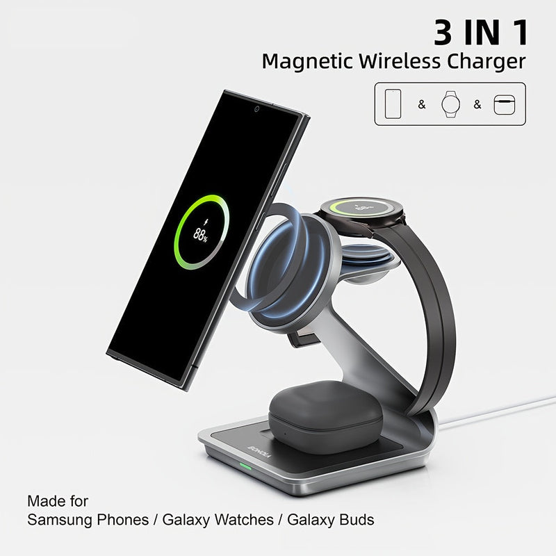 TriCharge Pro – 3-in-1 Fast Wireless Charger for Samsung S Series
