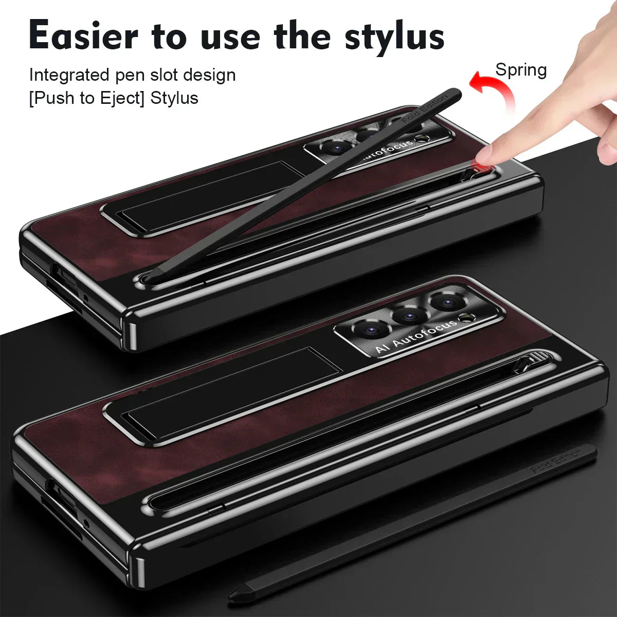 Leather Stand Case with Pen Slot for Z Fold Series
