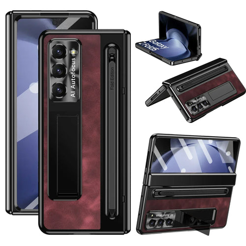 Leather Stand Case with Pen Slot for Z Fold Series