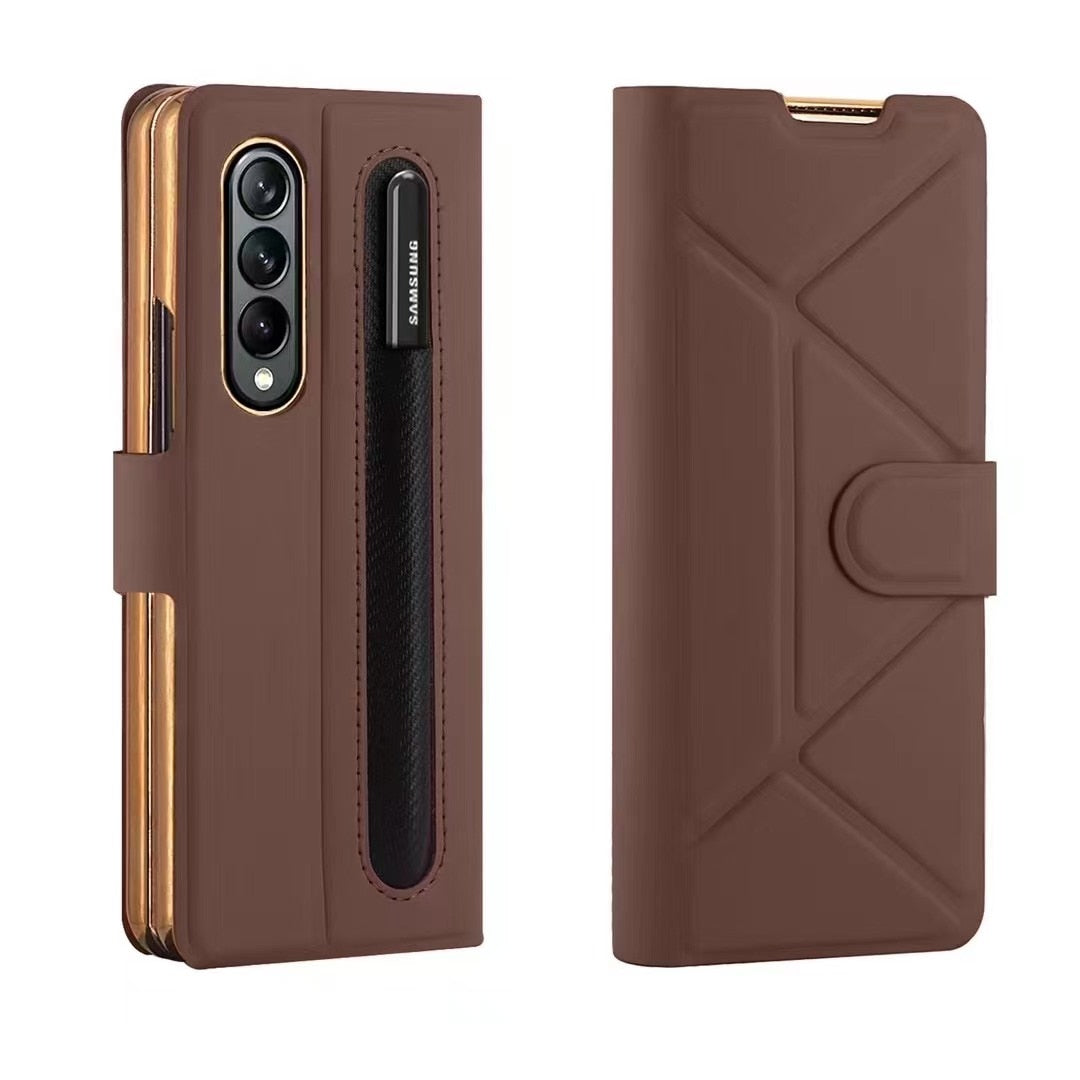 Leather Flip Stand S Pen Holder Slot Case For Samsung Galaxy Z Fold 4 - casetiphone